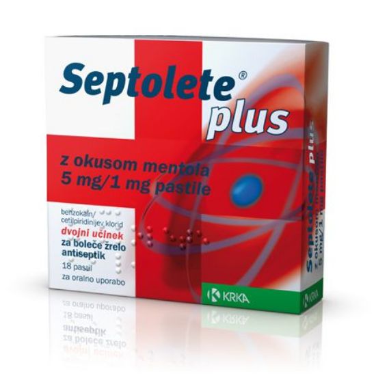 Septolete plus z okusom mentola je antiseptik in ima dvojni učinek za boleče žrelo