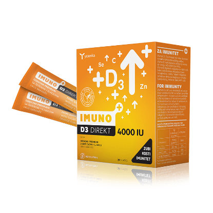Yasenka Imuno D3 vitamin direkt 4000UI, za podporo imunskemu sistemu