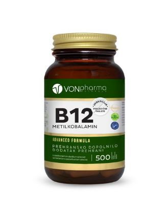 VONpharma B12 Metilkobalamin, podjezične tablete pri pomankanju vitamina B12, za vegane in vegeterijance
