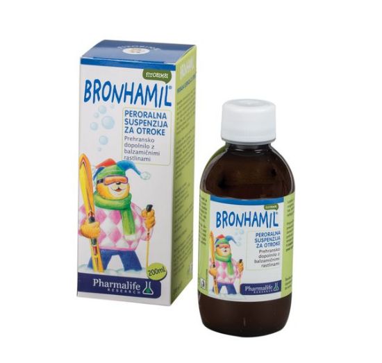 Fitobimbi Bronhamil Blagodejni sirup za blaženje obeh vrst kašlja, suhega in mokrega.