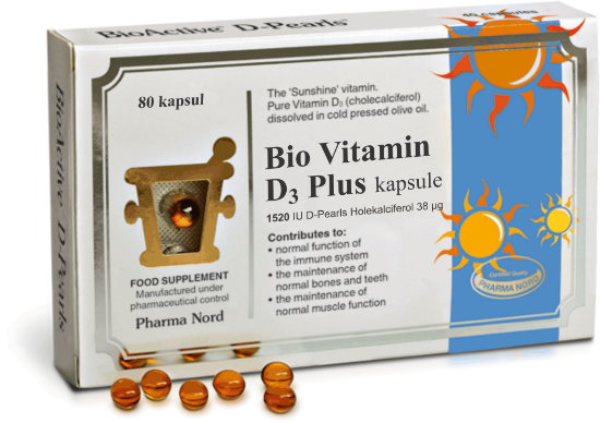 Bio-Vitamin D3 Plus prispeva k ohranjanju zdravih kosti in zob, delovanju imunskega sistema in mišic