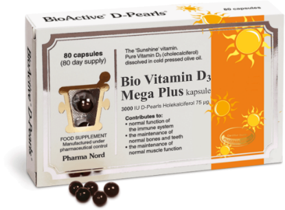 Bio-Vitamin D3 Mega Plus prispeva k ohranjanju zdravih kosti in zob, delovanju imunskega sistema in mišic