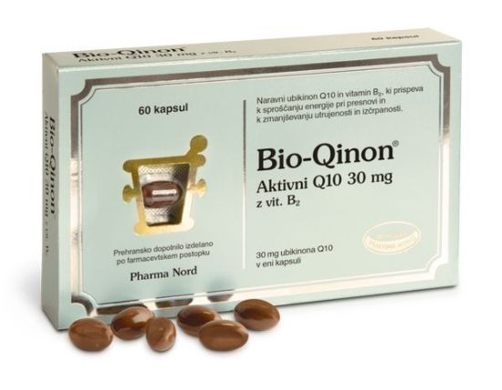 Bio-Qinon Aktivni Q10 z vitaminom B2 prispeva k sproščanju energije pri presnovi in k zmanjšanju utrujenosti in izčrpanosti