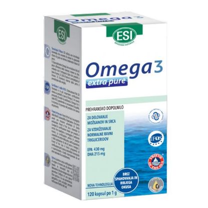 Omega 3 extra pure prispeva k normalnemu delovanju srca, možganov, vida, krvnega pritiska in trigliceridov