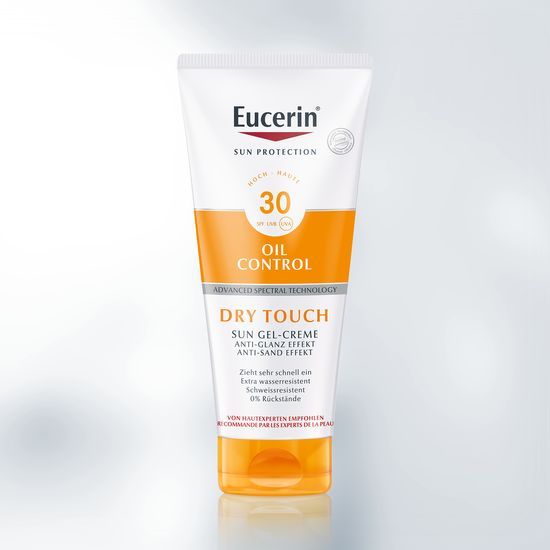 Eucerin Sun Oil Control Dry Touch kremni gel za zaščito pred soncem ZF 30 zagotavlja takojšen suh otip kože, Hitro se vpije in ne pušča nobenih sledov