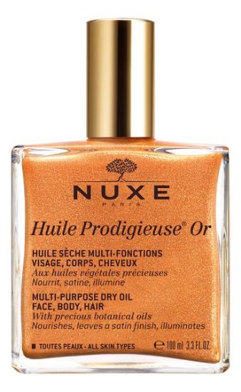 Nuxe Huile Prodigieuse OR- Čudežno suho olje z zlatim sijajem  poudari ten kože in nudi izjemno sijoč učinek