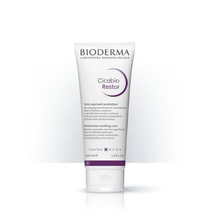 Cicabio Restor  Pomirjujoča zaščitna nega Bioderma nega za površinsko razdraženost kože in brazgotine, ki jih povzročajo nekatera zdravljenja, vključno z zdravljenjem raka