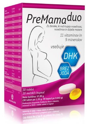 Premama Duo vitamini in minrali z omega za zdrav razvoj otroka