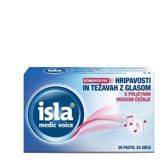 Pastile Isla Medic voice Primerne za vlaženje suhih ust in pri razdraženih glasilkah ter intenzivnejši rabi glasu (govorniki, pevci)