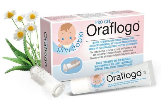 Oraflogo prvi zobki zasnovan za dojenčke z izraščajočimi zobki. Učinkovito pomirja ter ščiti ustno tkivo
