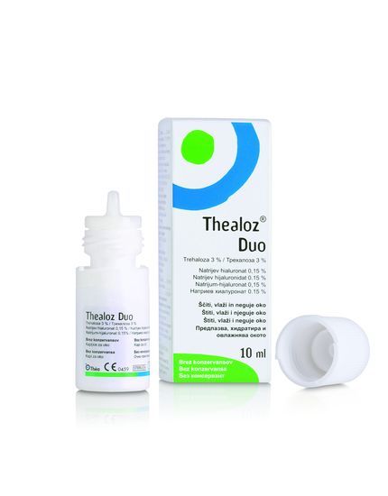Thealoz Duo kapljive za oči nudijo zaščito, vlaženje oči, primerno za uporabnike kontaktnih leč, razdražene oči