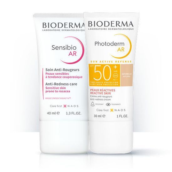 Bioderma paket, Sensibio AR in Photoderm AR ZF 50 +, za kožo z rdečico, 40ml + 30ml