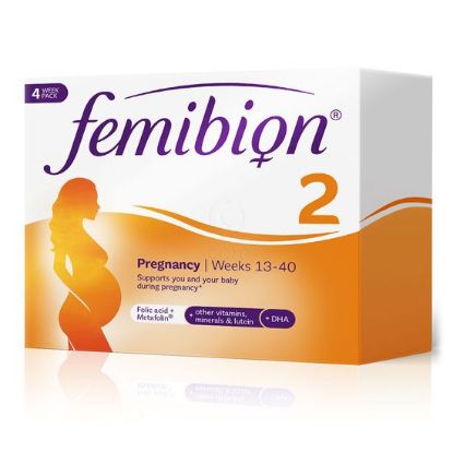 Femibion 2 , nosečnost do 13. tedna do rojstva, 28 tablet in 28 kapsul