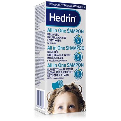 Hedrin All in one šampon, za odstranjevanje naglavnih uši in gnid, 200ml in glavnik