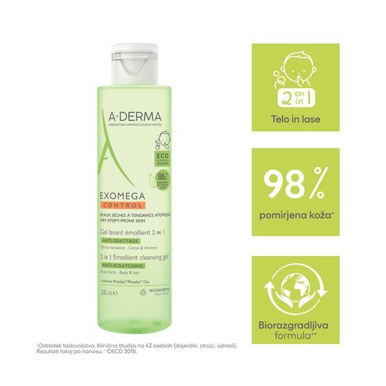 AD exomega control emo gel za ciscenje 2v1 200 ml spredaj