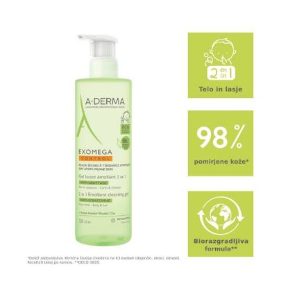 AD exomega control gel za ciscenje 2v1 500 ml spredaj