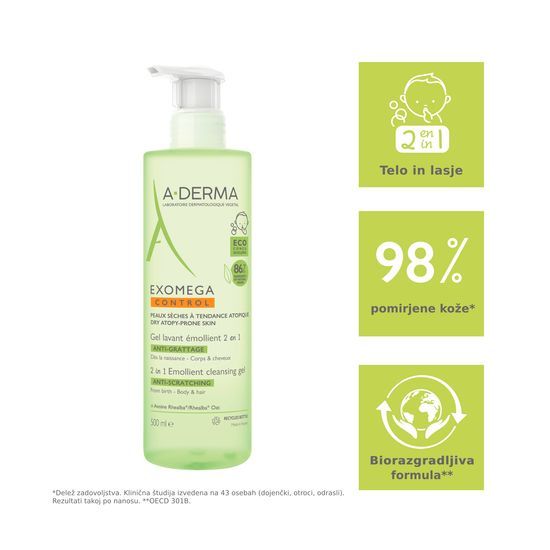 AD exomega control gel za ciscenje 2v1 500 ml spredaj