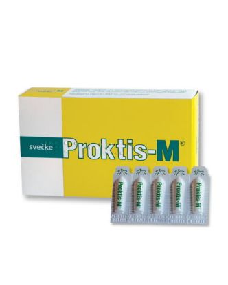Proktis M svečke proti hemeroidom, izdelek in embalaža, s hialuronsko kislino