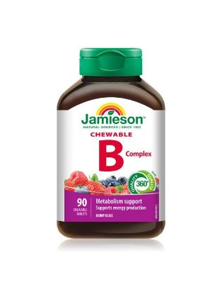 Jamieson B kompleks z okusom jagodičevja, žvečljive tablete s sladkorjem in sladili