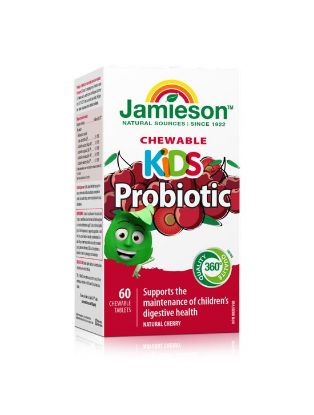 Jamieson Flora biotik za otroke, žvečljive tablete z okusom češnje, s sladilom