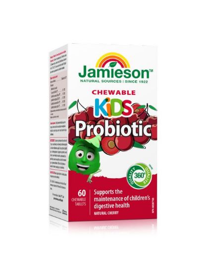 Jamieson Flora biotik za otroke, žvečljive tablete z okusom češnje, s sladilom