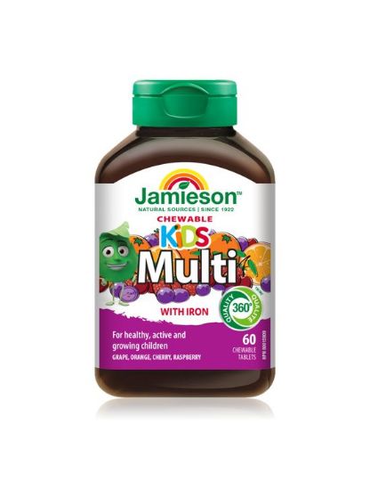 Jamieson Multivitamini in minerali za otroke, 60 žvečljivih tablet
