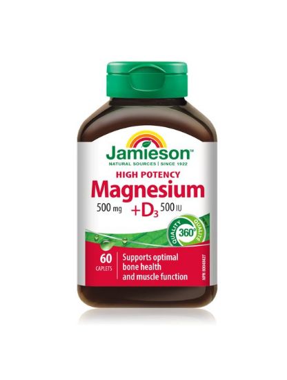 Jamieson Magnezij 500 mg + D3 500 I.E., 60 tablet