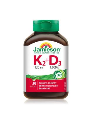 Jamieson Vitamin K2 120 μg + Vitamin D3 1000 I.E., 30 kapsul