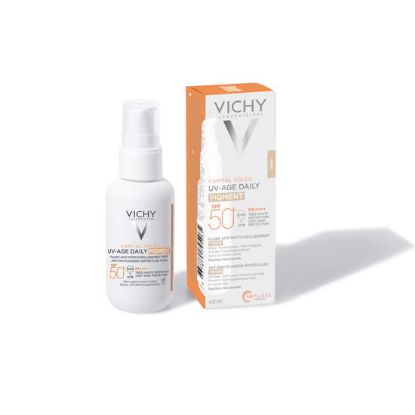 Vichy Capital Soleil UV-AGE tonirani dnevni fluid SPF 50+ s škatlo in stekleničko, 40 ml