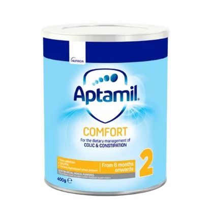 Aptamil Comfort 2 je posebej pripravljeno nadaljevalno mleko za dojenčke, ki pomaga lajšati kolike in zaprtje. aptamil comfort 2 400g