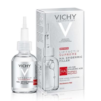 Vichy Liftactiv Hyaluronic Specialist H.A. Epidermic Filler serum proti gubam z 1,5 % hialuronske kisline invitaminom Cg - izdelek in embalaža
