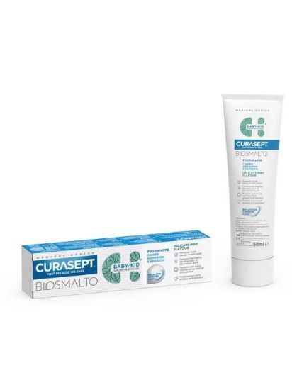 Curasept otroška zobna pasta BIOSMALTO CAE Baby-Kid – okus nežne mete