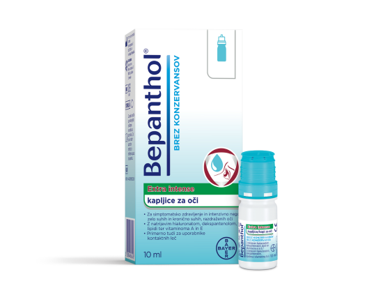 Bepanthol extra intense kapljice za oči, steklenička, škatlica, 10ml