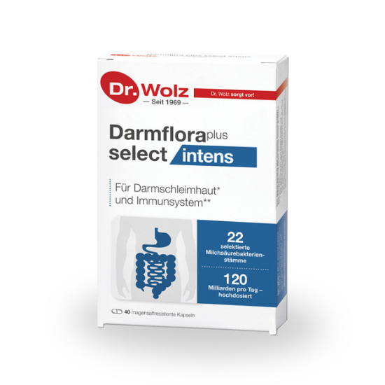 Dr. Wolz Darmflora plus select intens, 40 kapsul – mlečnokislinske bakterije za črevesje in imunski sistem