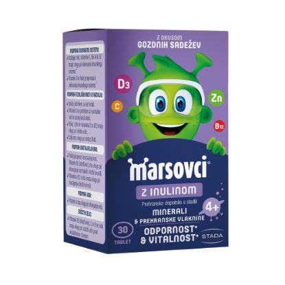 Slika Marsovci, žvečljive tablete z inulinom - okus gozdnih sadežev, 30 žvečljivih tablet