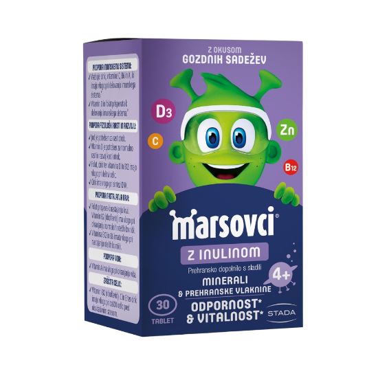 Slika Marsovci, žvečljive tablete z inulinom - okus gozdnih sadežev, 30 žvečljivih tablet