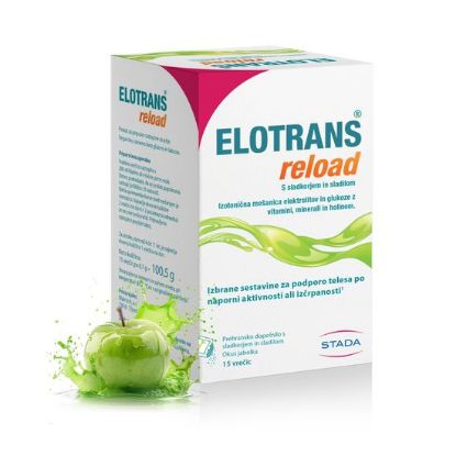 Elotrans, reload, izotonična mešanica elektrolitov in glukoze z vitamini, minerali in holinom.