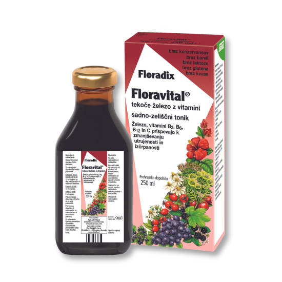Floradix Floravital, tekoče železo z vitamini, 250 ml
