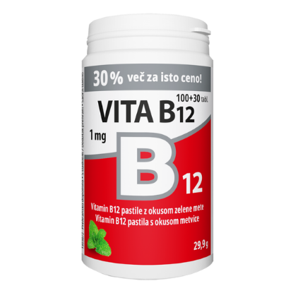 Vita B12 Vitabalans, 100 + 30 žvečljivih tablet (akcija)